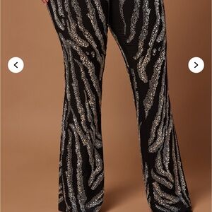 Black and Silver Patterned Women's Pants